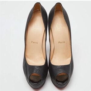 Christian Louboutin Elegant Black Peep-Toe Heels size 7